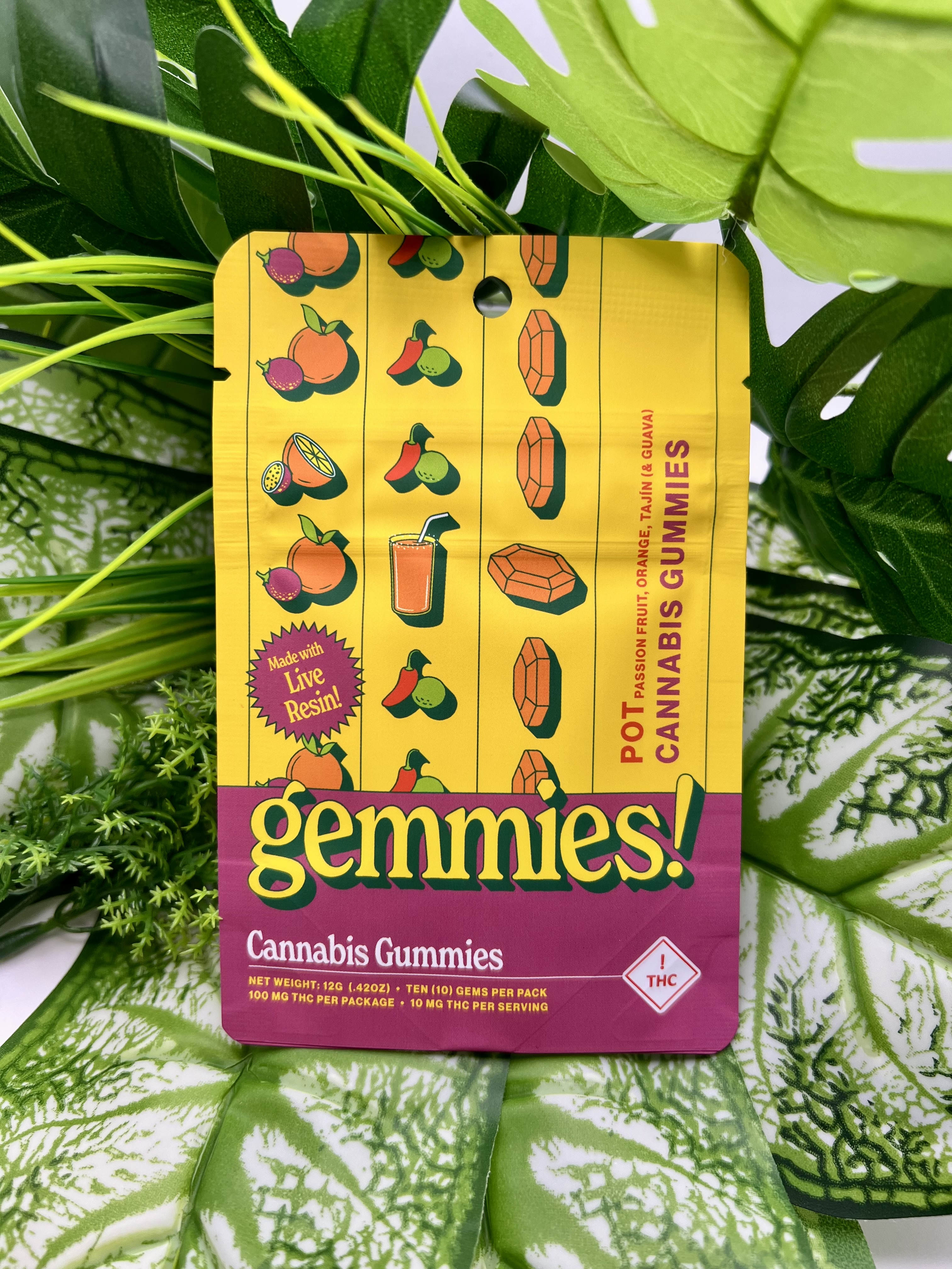 Photograph of product: Gemmies - Passion Fruit Orange Tajin - 100mg Resin Gummies