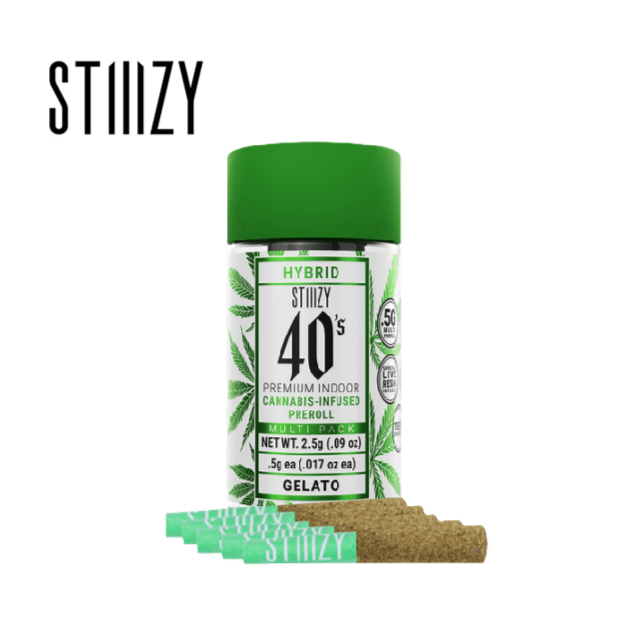 Photograph of product: 40'S GELATO .5G INFUSED 5 PACK PREROLLS