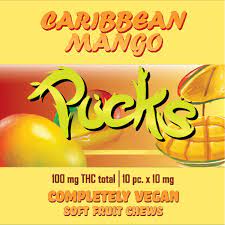 Photograph of product: Pucks Gummies 100mg - Caribbean Mango