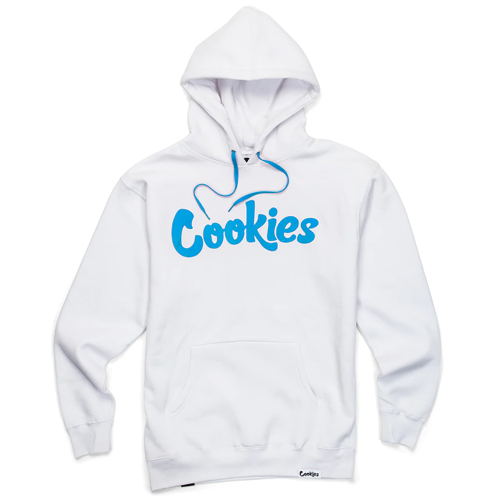 Photograph of product: Cookies | White Hoodie | Blue Script | 3X-Large