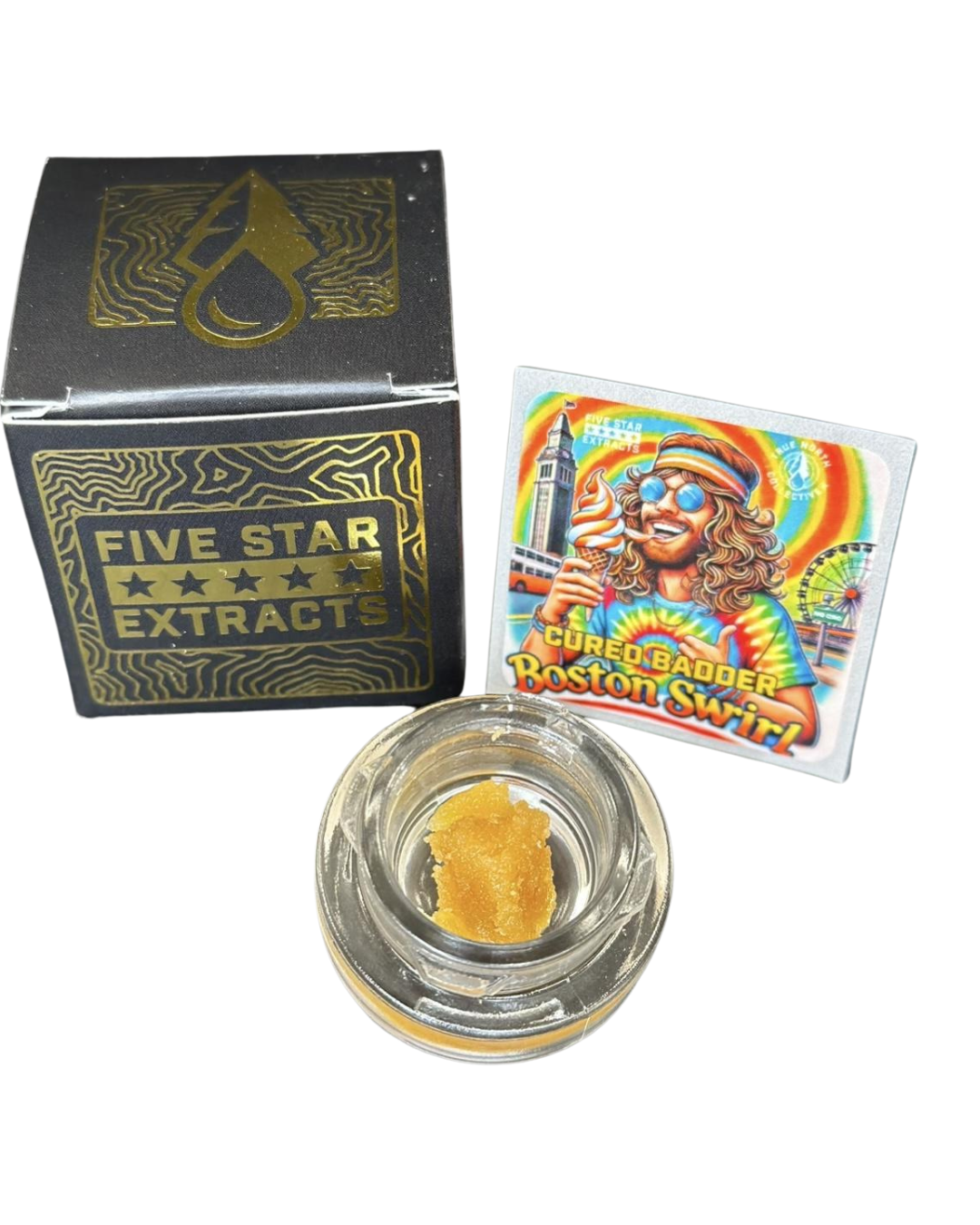 Photograph of product: Five Star Extracts | Boston Swirl Cured Badder