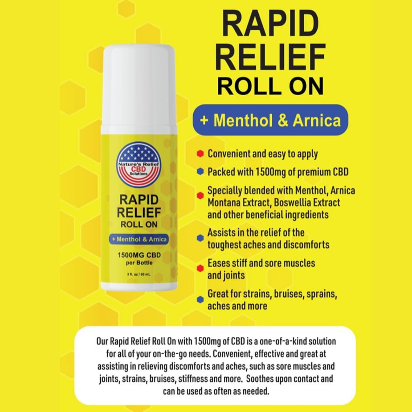 Photograph of product: Natures Relief - Rapid Relief Roll On 2000mg CBD