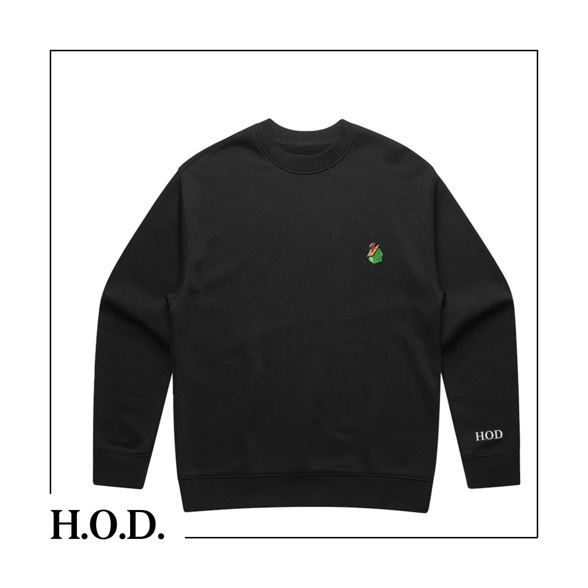 Photograph of product: H.O.D. OG House Embroidered Est. 2015 Black Crew Sweater XL