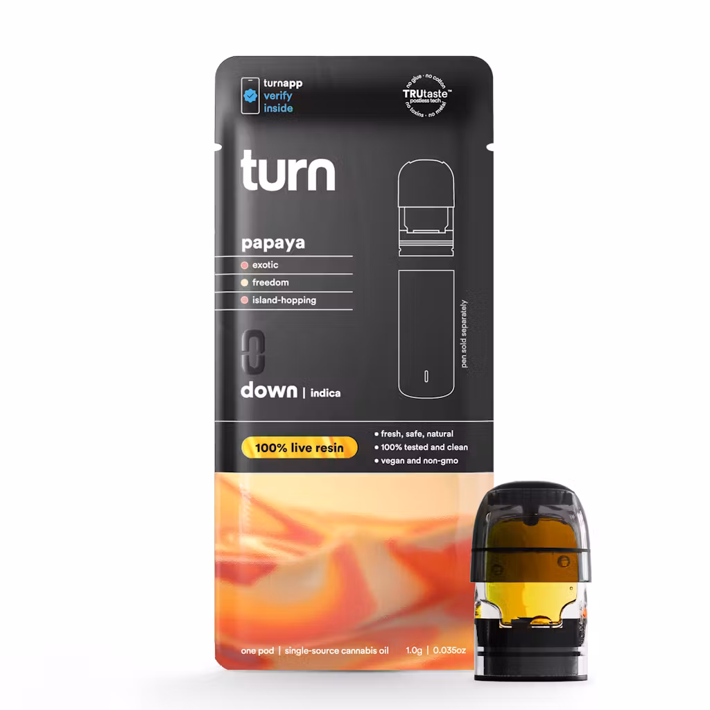 Photograph of product: TURN Papaya Live Resin 1g Vape Pod