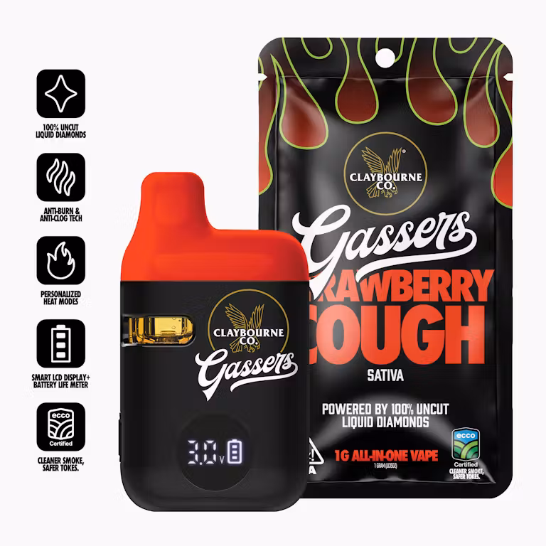 Photograph of product: Claybourne - Strawberry Cough - Gassers - Disposable