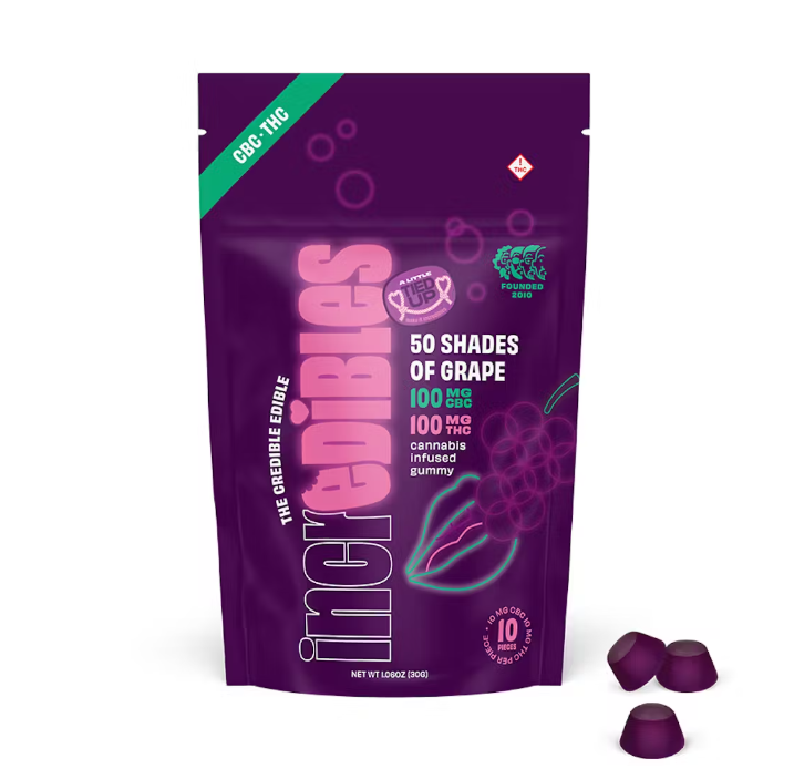 Photograph of product: 50 Shades of Grape | TH-oui:CBC Gummies | 100mg