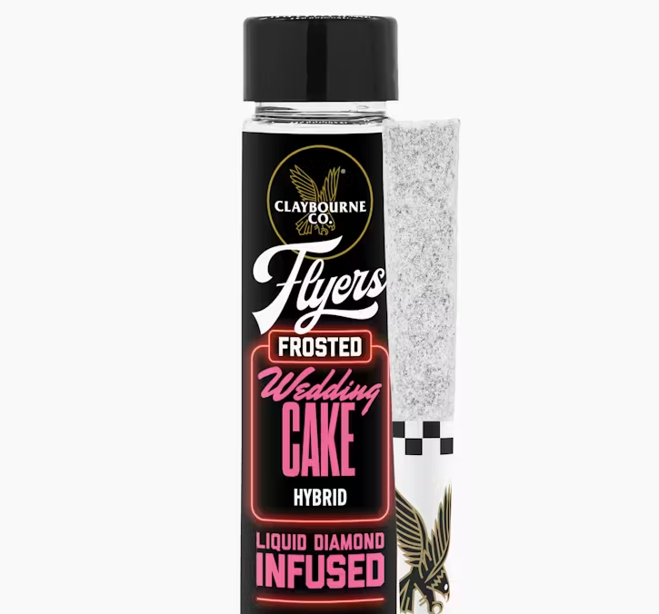 Photograph of product: Claybourne Co Flyers Frosted Wedding Cake Oui'd Infused Preroll 2pk 1g