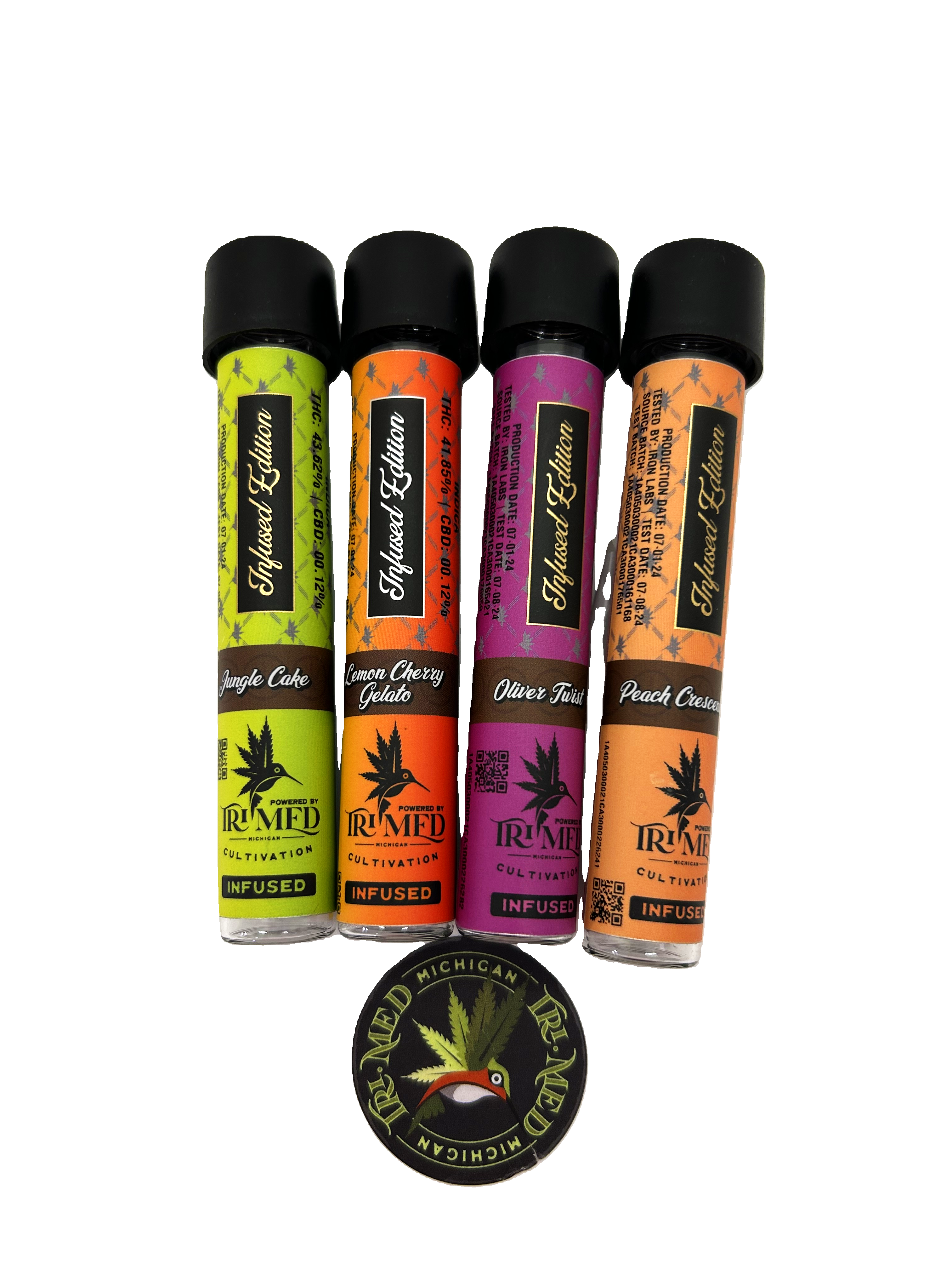 Photograph of product: TRI-MED - PEACH CRESCENDO - LIVE RESIN/TH-ouiA INFUSED PRE-ROLL - 1.2G