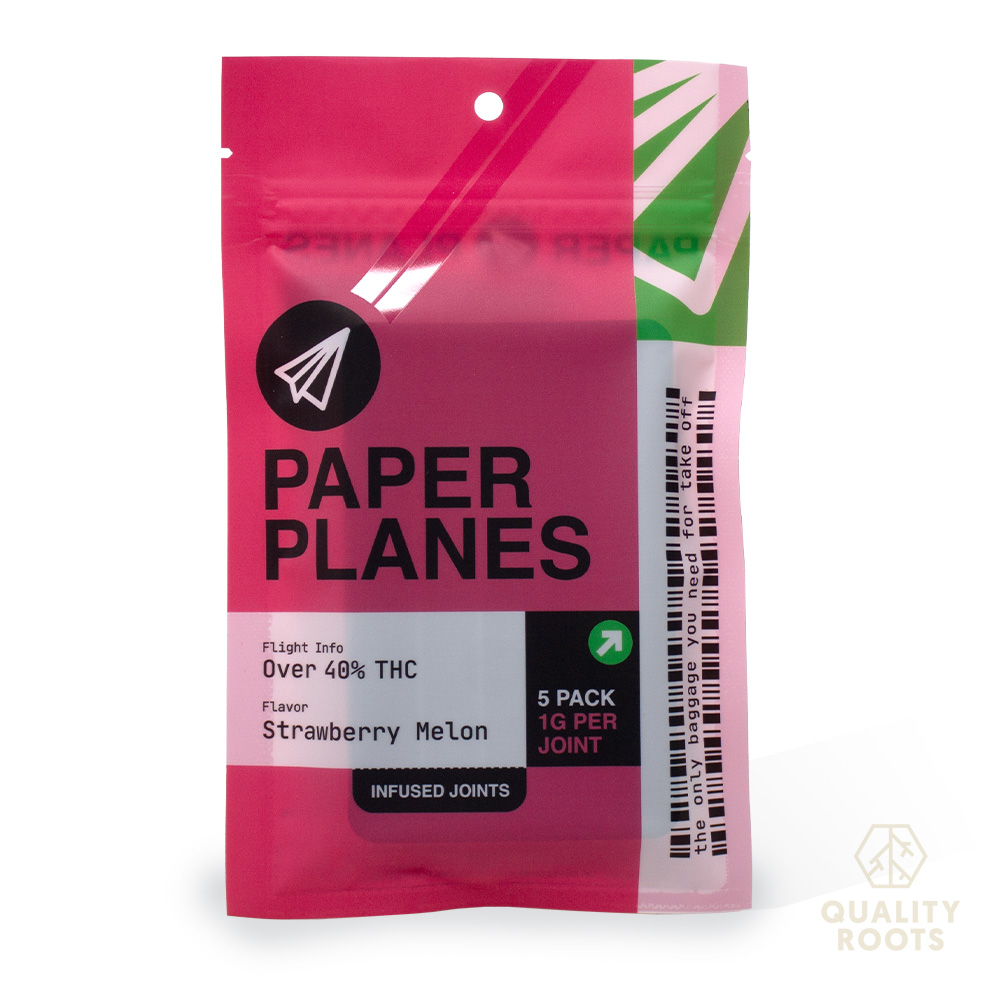Photograph of product: Paper Planes - Strawberry Melon Infused Pre-Rolls 5pk 5g