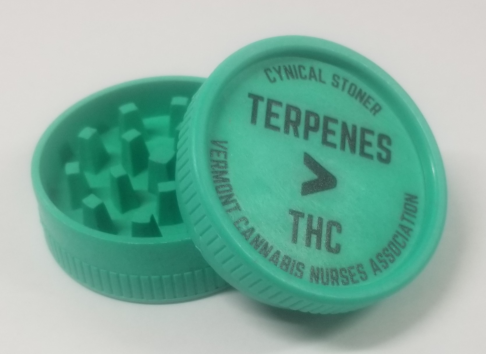 Photograph of product: Vermont Oui'd Nurses Association | Cynical Stoner | Terpenes > TH-oui | Grinder