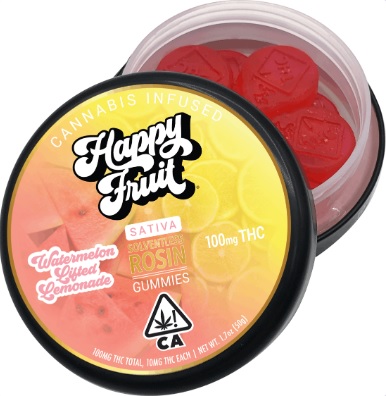 Photograph of product: Happy Fruit | Watermelon Lifted Lemonade Rosin Gummies | 100mg