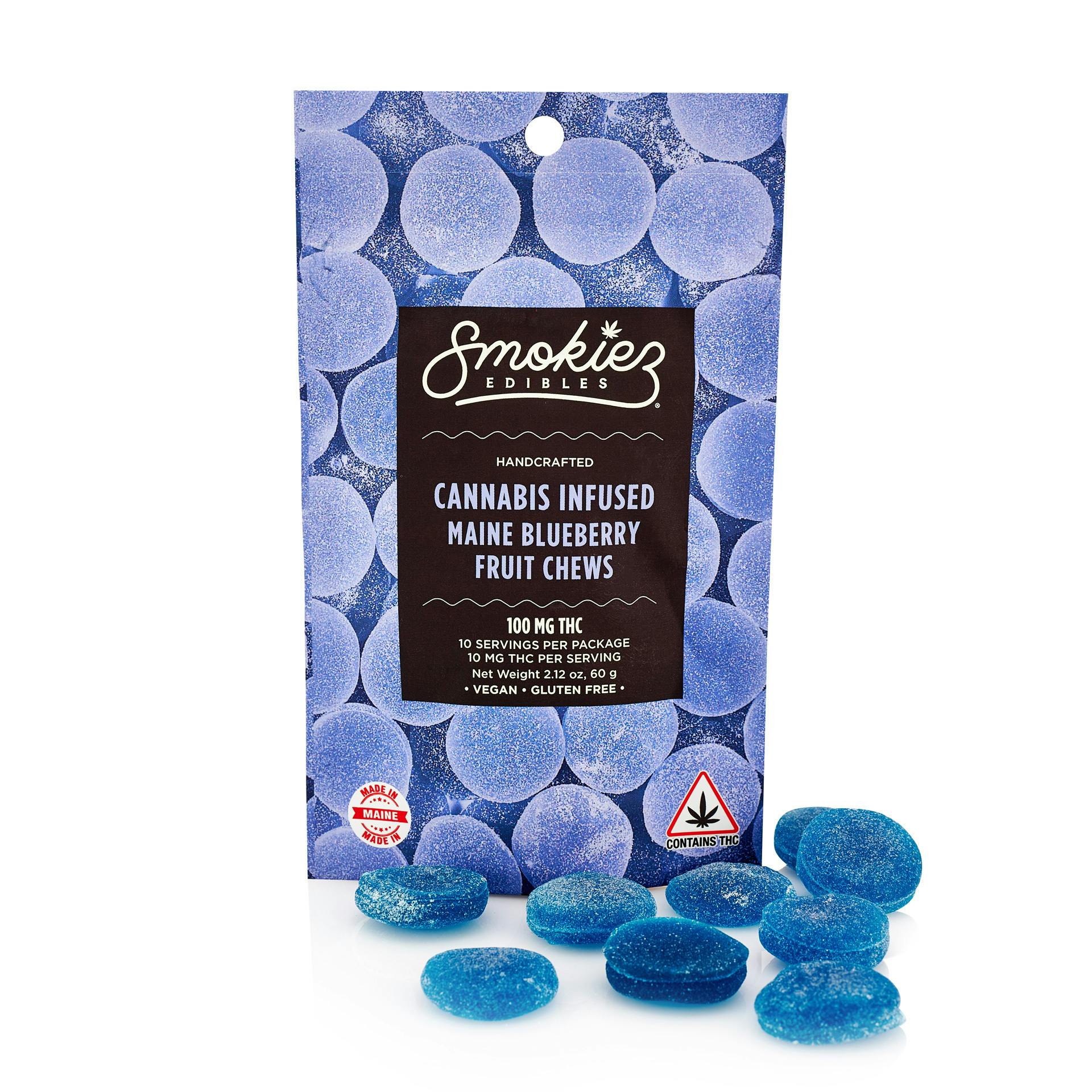 Photograph of product: Smokiez - Sour Maine Blueberry Fruit Chews 100mg