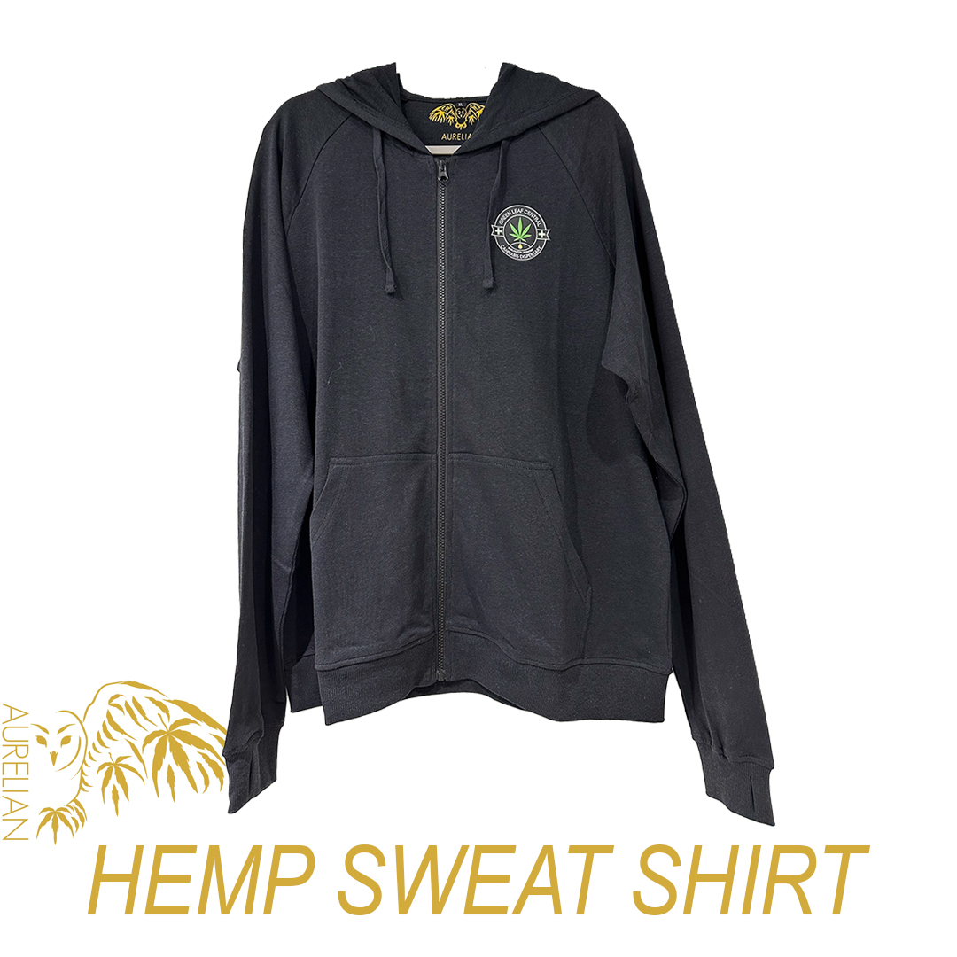 Photograph of product: Black Hemp Hoodie | Large | Green Leaf Central