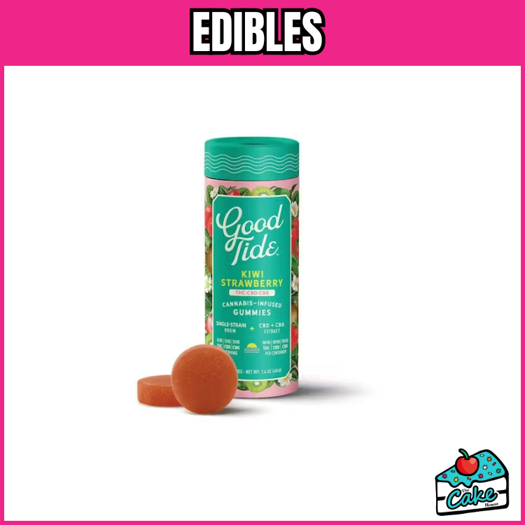 Photograph of product: Good Tide - 200MG 1:1:1 THC/CBD/CBG Gummies - Kiwi Strawberry