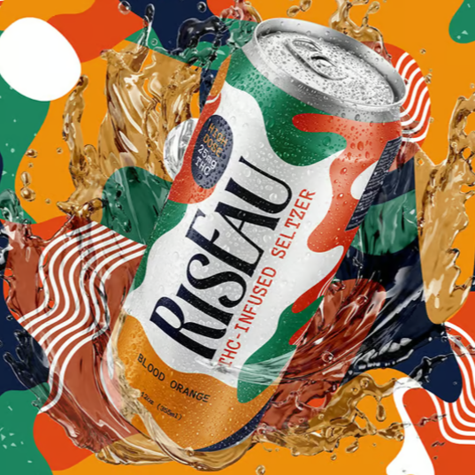 Photograph of product: (Drink) RisEau | Blood Orange Infused Seltzer 25mg (12oz) - Hybrid