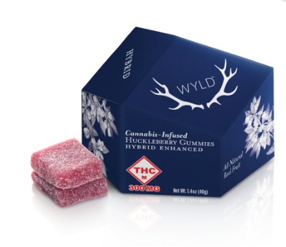 Photograph of product: WYLD 300MG HUCKLEBERRY HYBRID GUMMIES