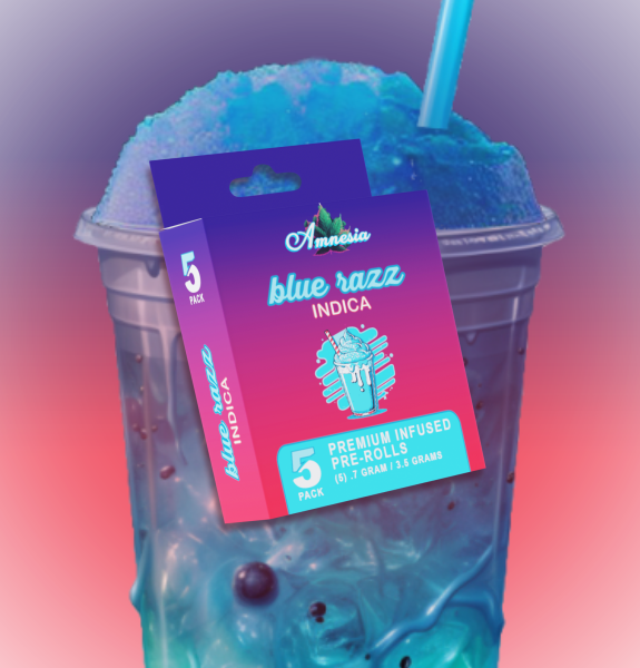 Photograph of product: Amnesia: Blue Razz Multi-Pack Infused Pre-Rolls (5x0.7g)