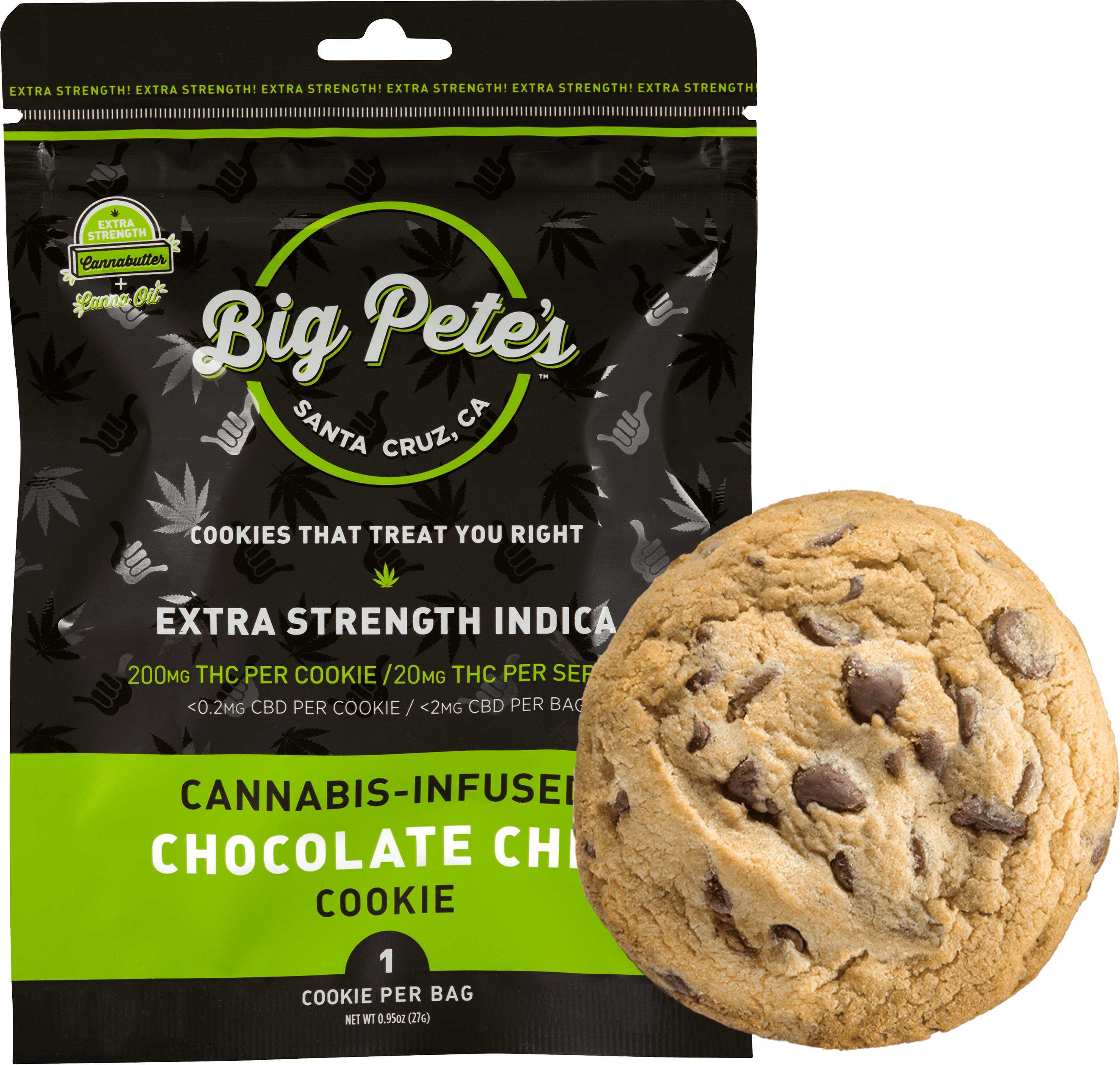 Photograph of product: AU Big Pete's: Extra Strength Chocolate Chip Cookie 200MG (Single)