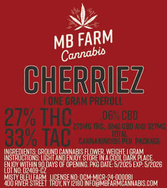 Photograph of Product: MB Farms - Cherriez - Single Joint