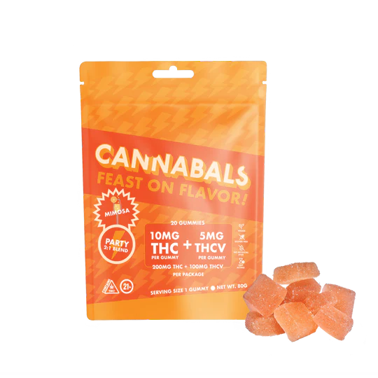 Photograph of product: Cannabals | Mimosa-Party | 2:1 TH-oui:TH-oui-V | 10pk Gummies | 100mg