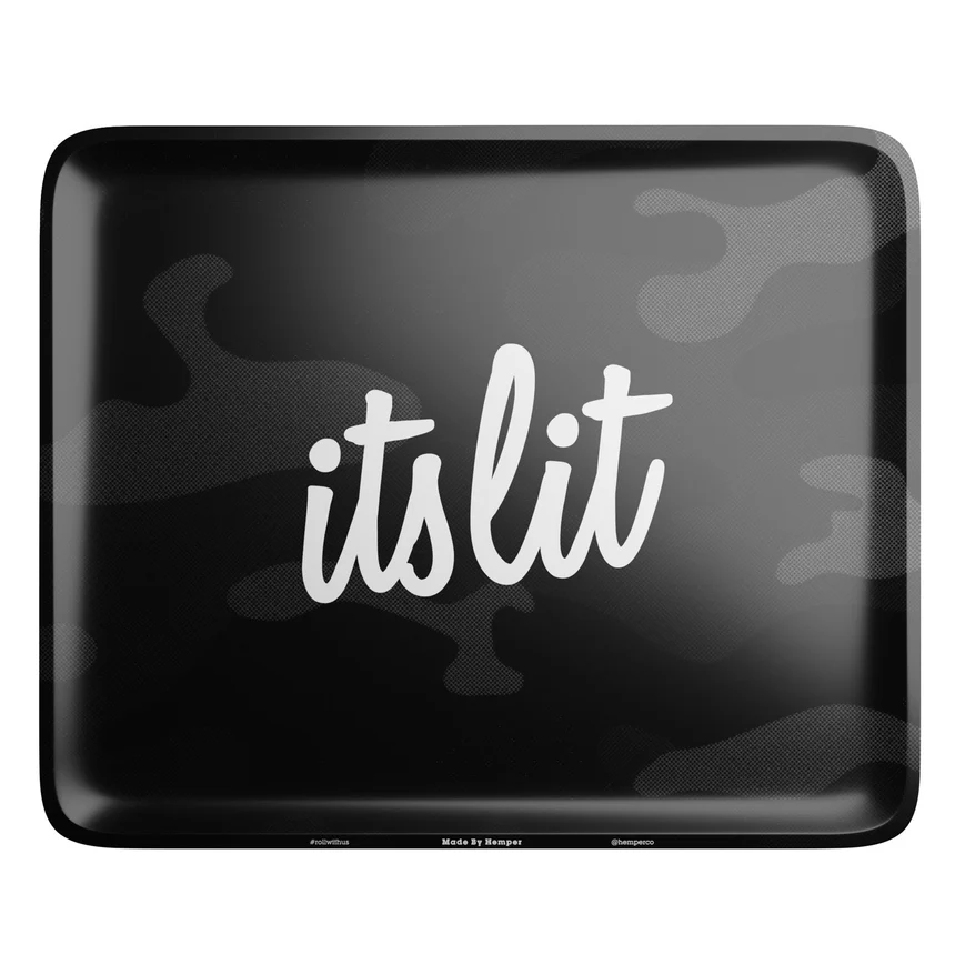Photograph of product: Accessories | Hemper | It's Lit Black Camouflage Rolling Tray | Large