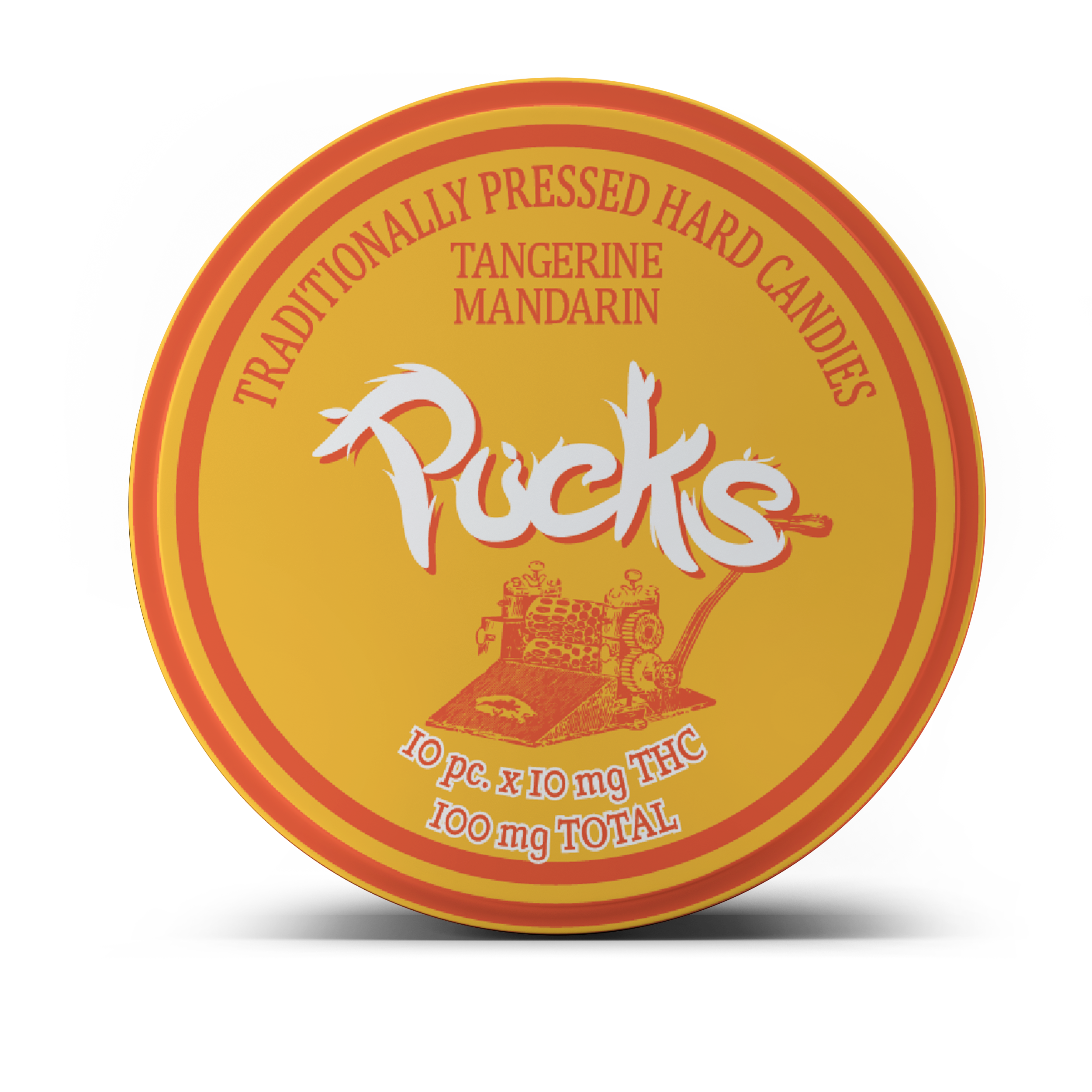 Photograph of product: Pucks Hard Candy - Tangerine Mandarin 100mg