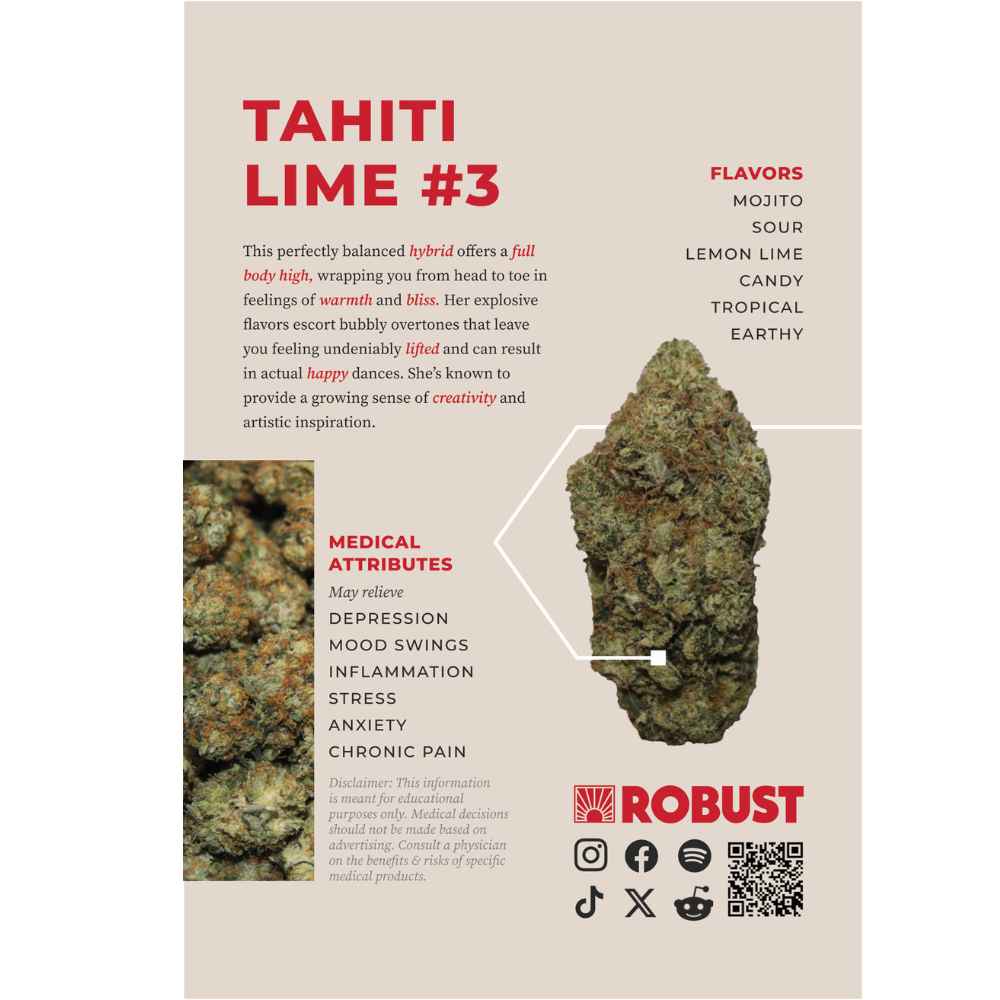Photograph of product: Robust - Tahiti Lime #3 - Deli Style Flower - 28g