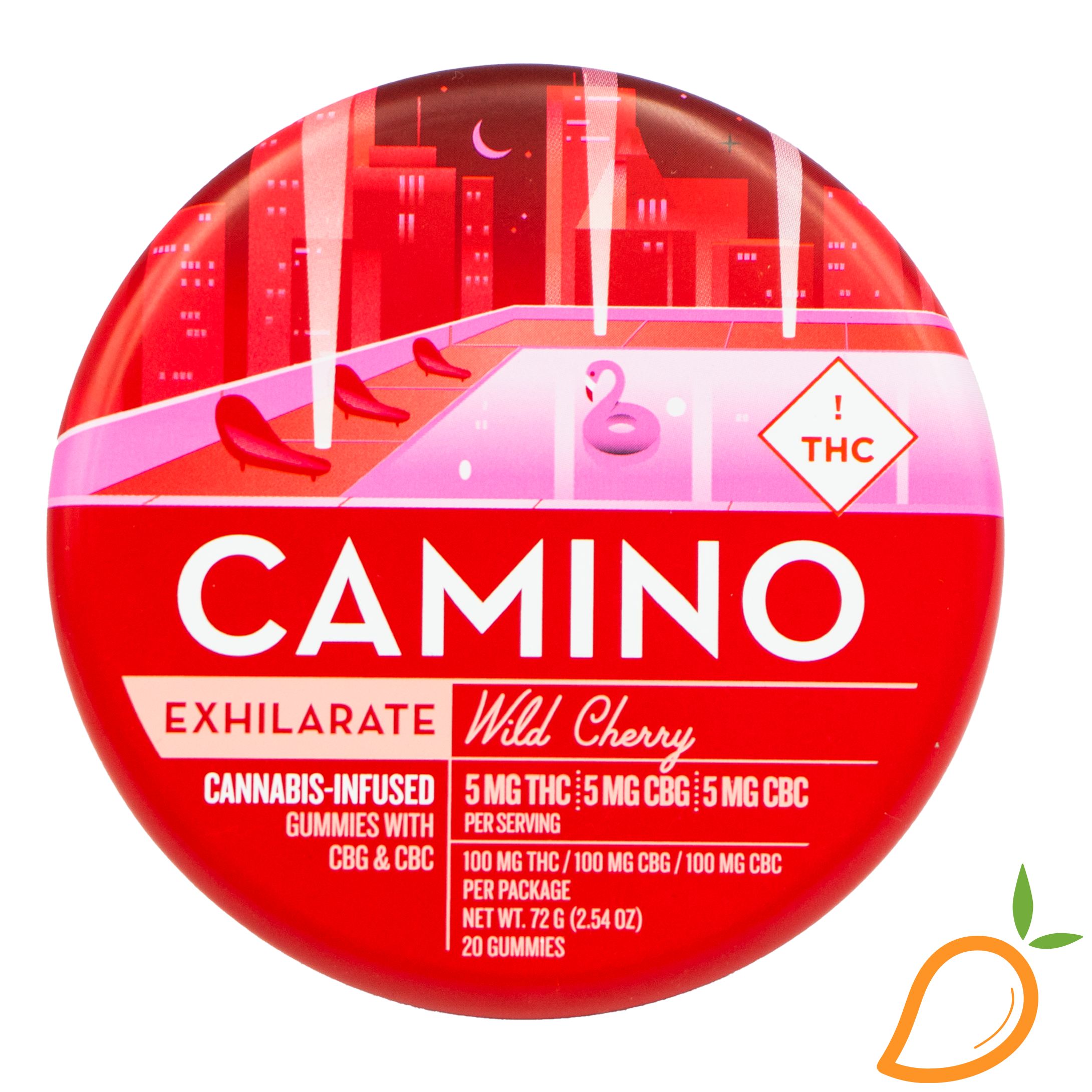 Photograph of product: 100mg 1:1:1 TH-oui/CBC/CBG Wild Cherry Gummies Camino