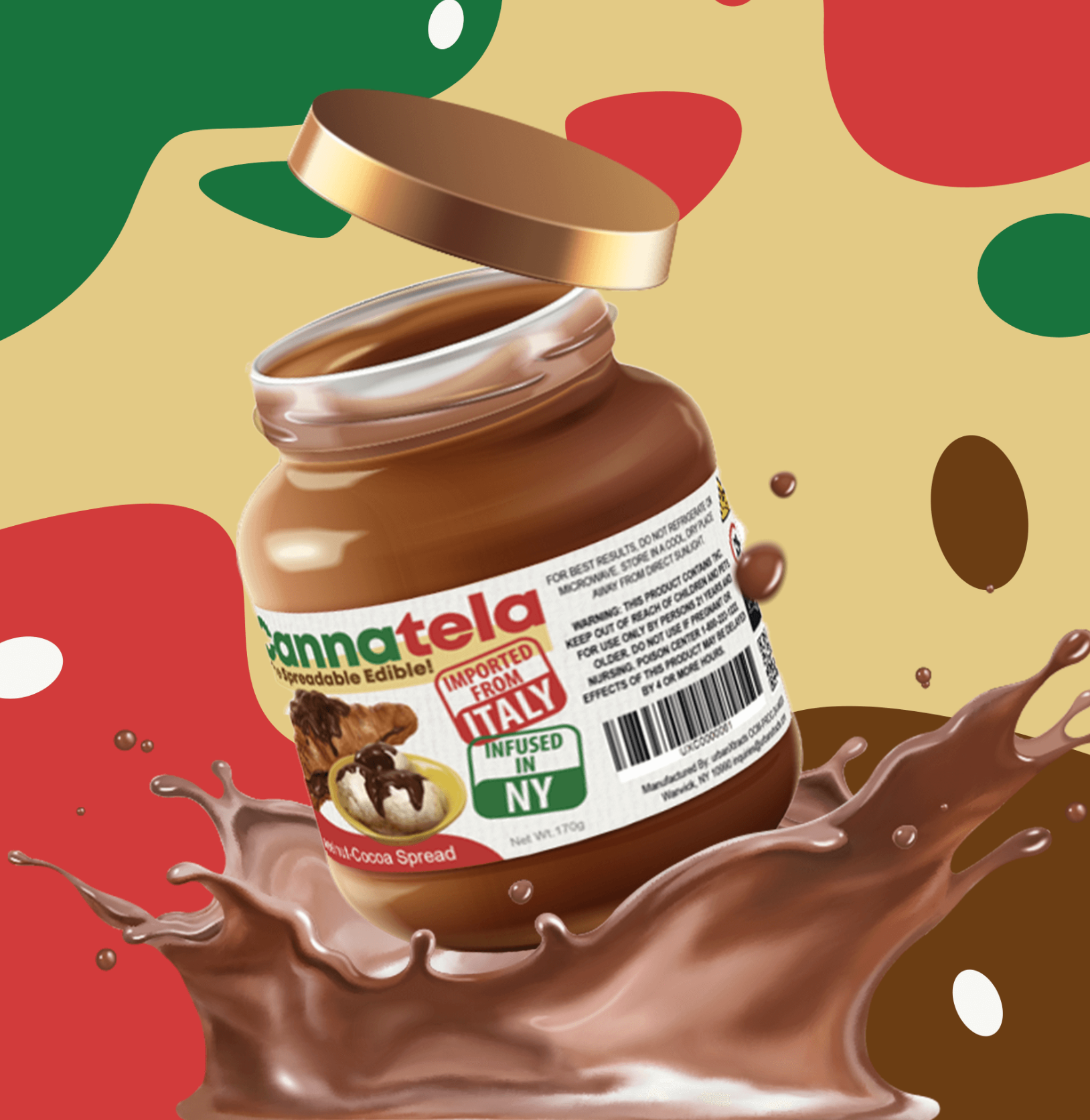 Photograph of product: Cannatela | Hazelnut-Cocoa Spread | Edible | 87mg