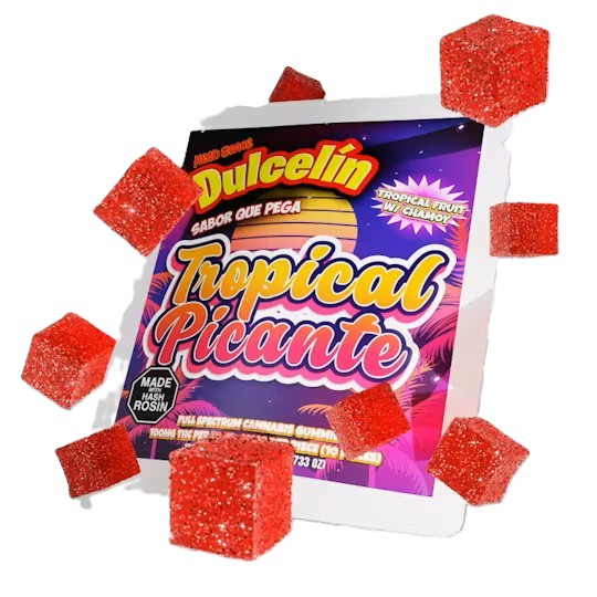 Photograph of product: Tropical Picante au chocolat Rosin Gummies | 100mg | HeadSpace