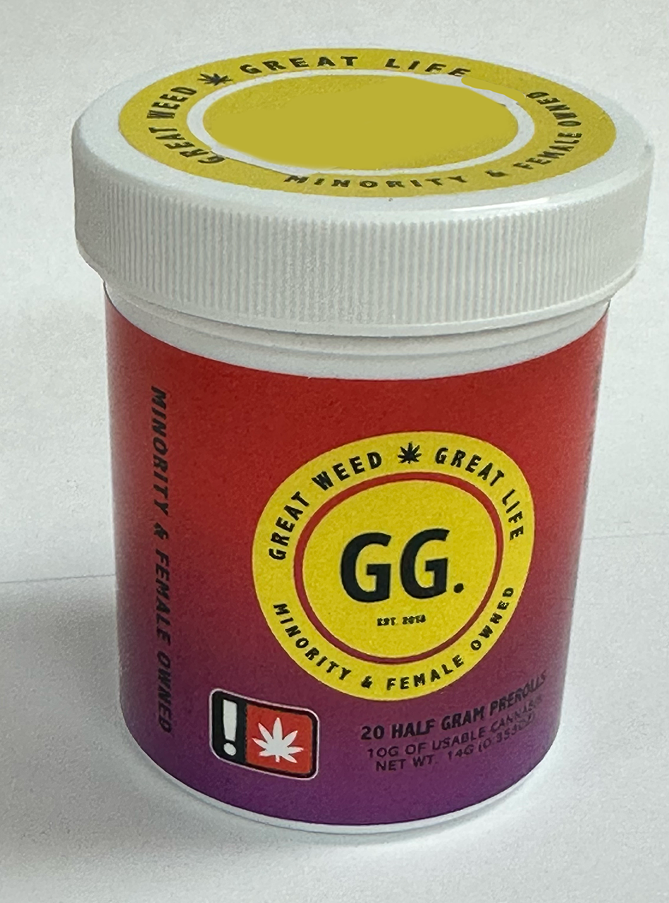 Photograph of product: GG - 20pk .5g Preroll - Baby Jokerz/ Bill Walton/ Red Runtz/ Super Boof