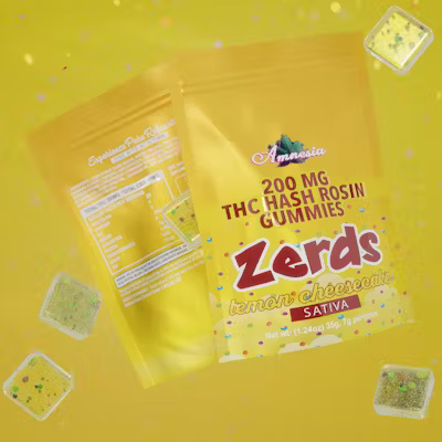 Photograph of product: Zerds - 200mg au chocolat Rosin Gummies - Lemon Cheesecake