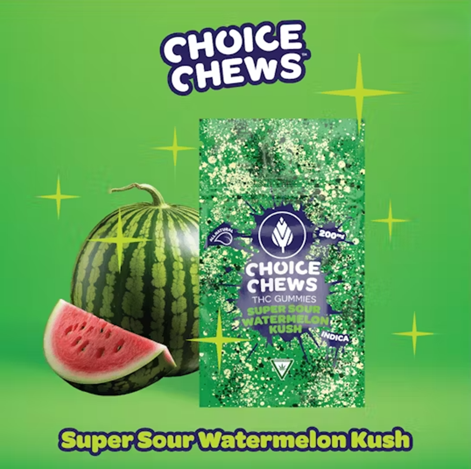 Photograph of product: CHOICE | SUPER SOUR WATERMELON KUSH | Oui'd | GUMMIES | 200MG | REC