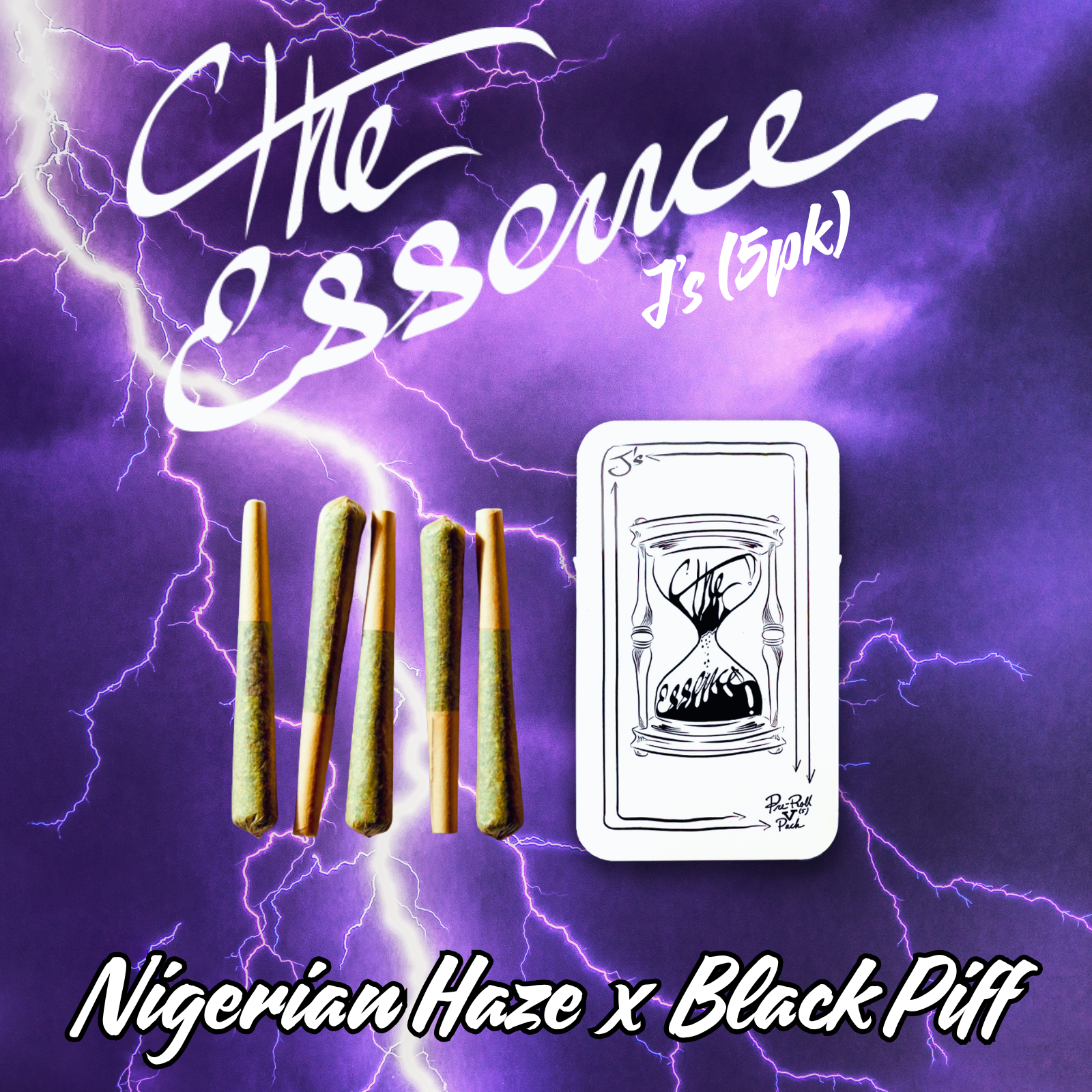 Photograph of product: (the) Essence J's 5pk | Nigerian Haze x Black Piff (Oui'd)