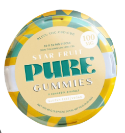 Photograph of product: Pure Gummies Starfruit TH-oui:CBD:CBG 100mg