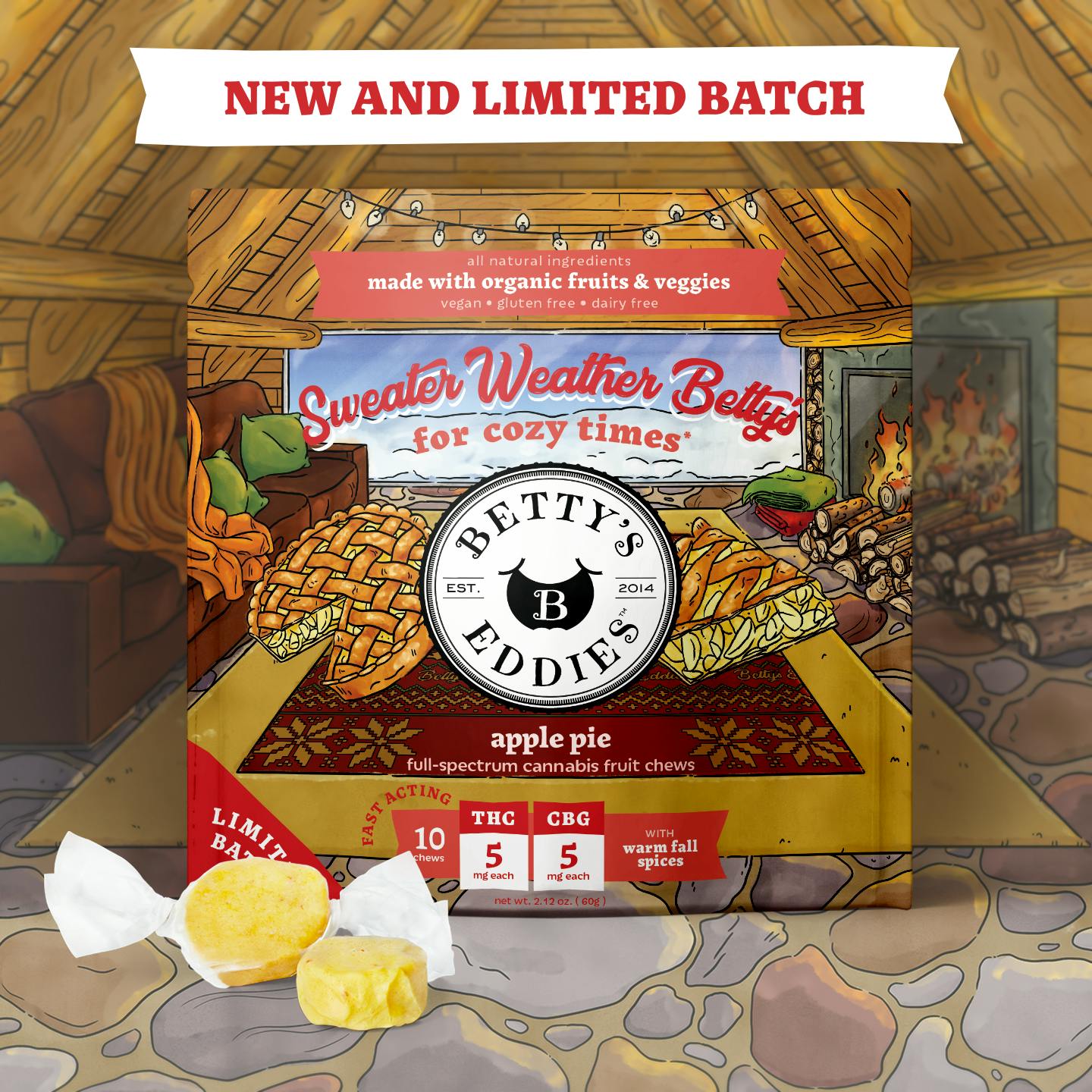 Photograph of product: Betty's Eddies - Apple Pie - Edible - 50mg (5mg x 10)