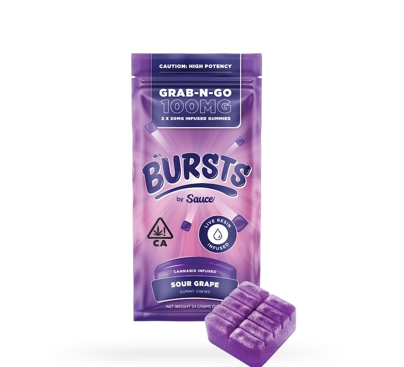 Photograph of product: Burst 200mg Gummies - Sour Grape