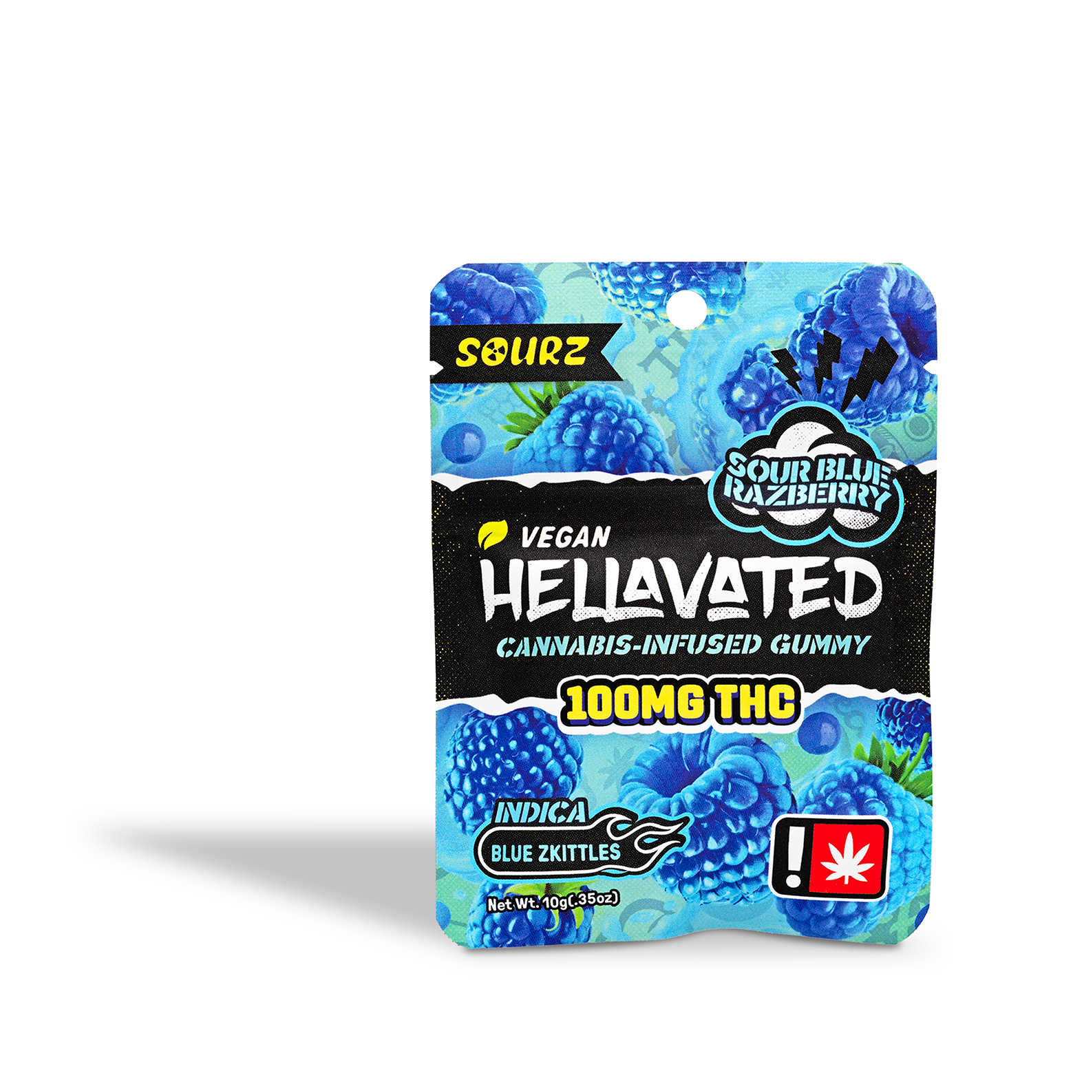 Photograph of product: Hellavated - Sour Blue Razzberry Single Gummy 100mg - 0.35oz