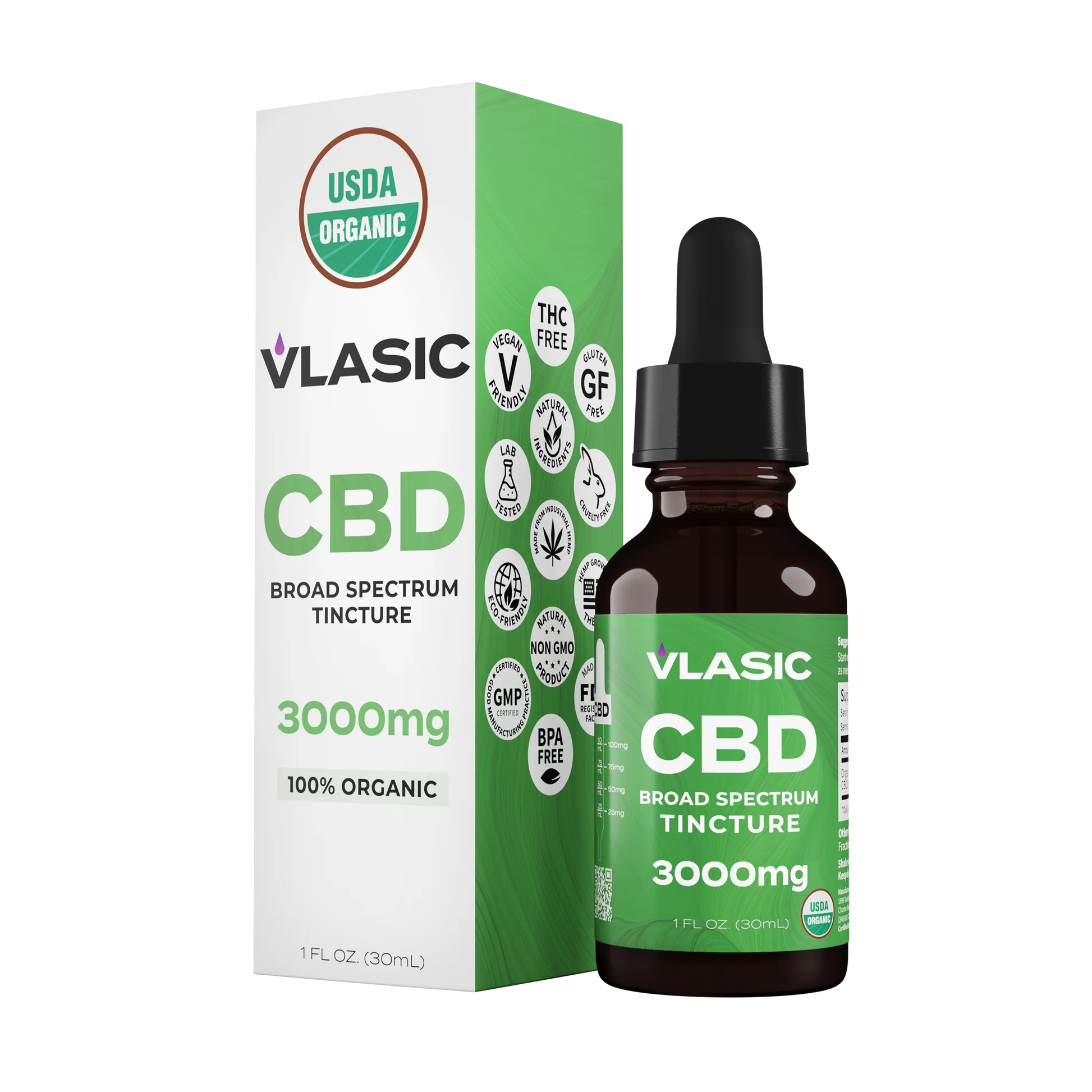 Photograph of product: VLASIC | CBD BROAD SPECTRUM TINCTURE 3000MG