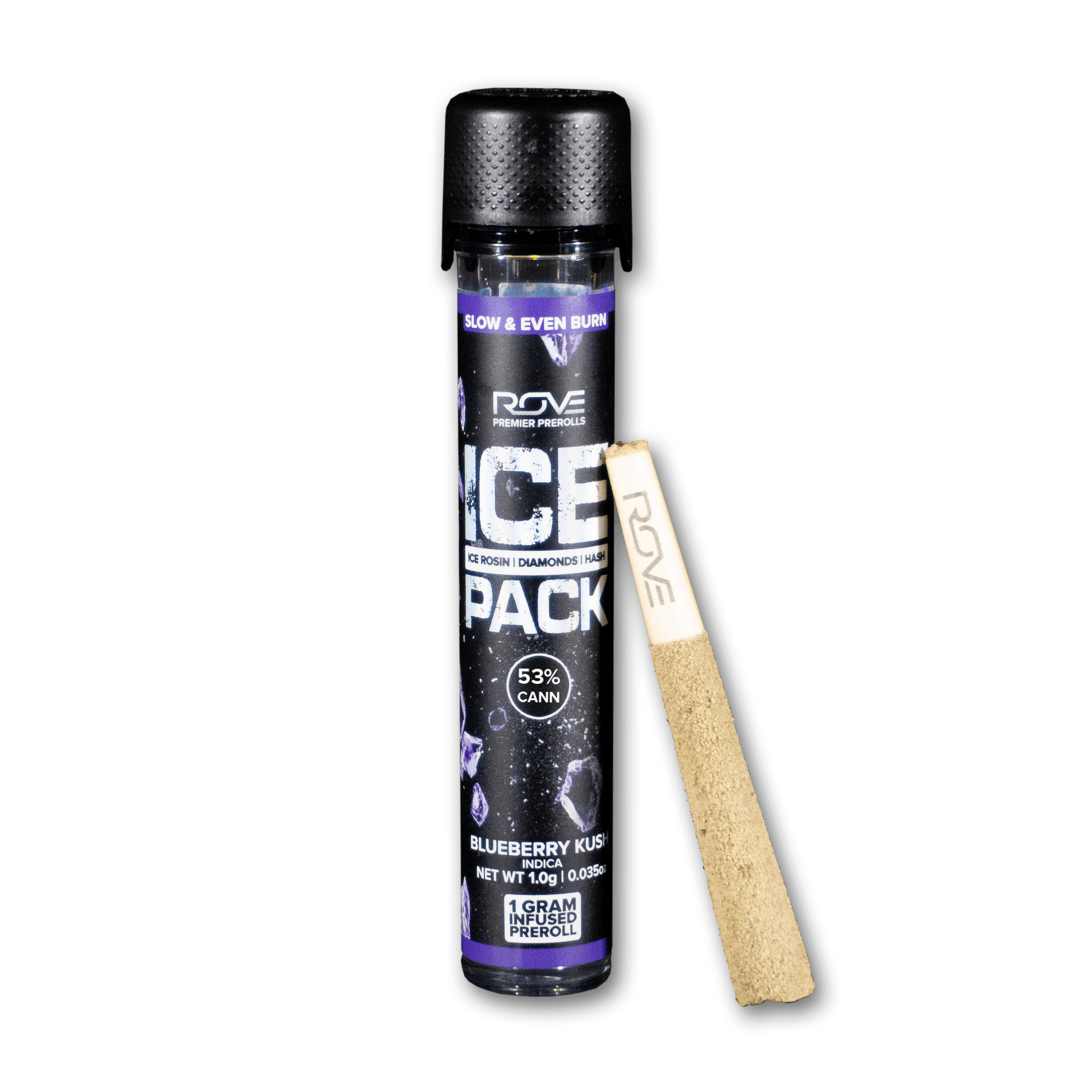 Photograph of product: Rove Blueberry Kush (I) Infused Pre-Roll 1g