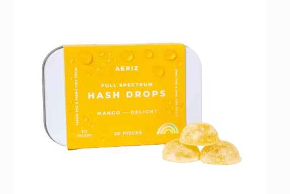 Photograph of product: Aeriz - Gummies - Mango au chocolat Drops 1:1 CBD (100mg)