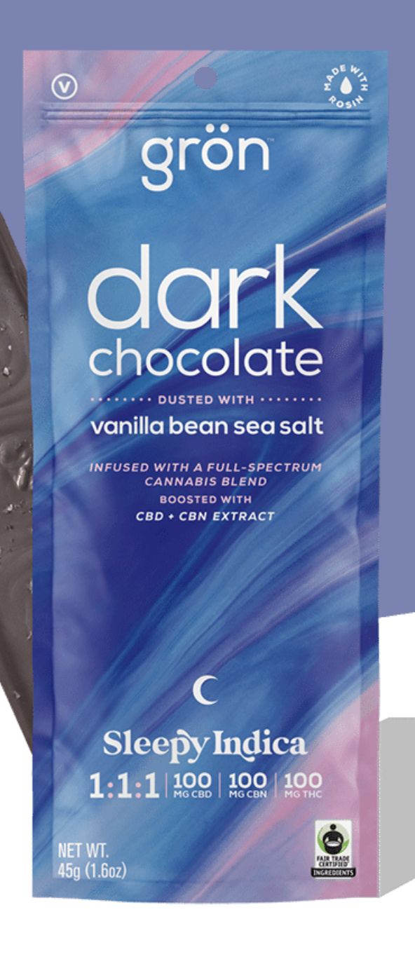 Photograph of product: Grn | 1:1:1 | Dark Chocolate w/ Vanilla Bean Sea Salt | Sleepy Oui'd