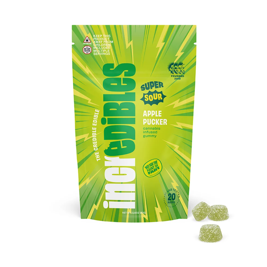 Photograph of product: Super Sour Apple Pucker Gummy 10mg x 10ct