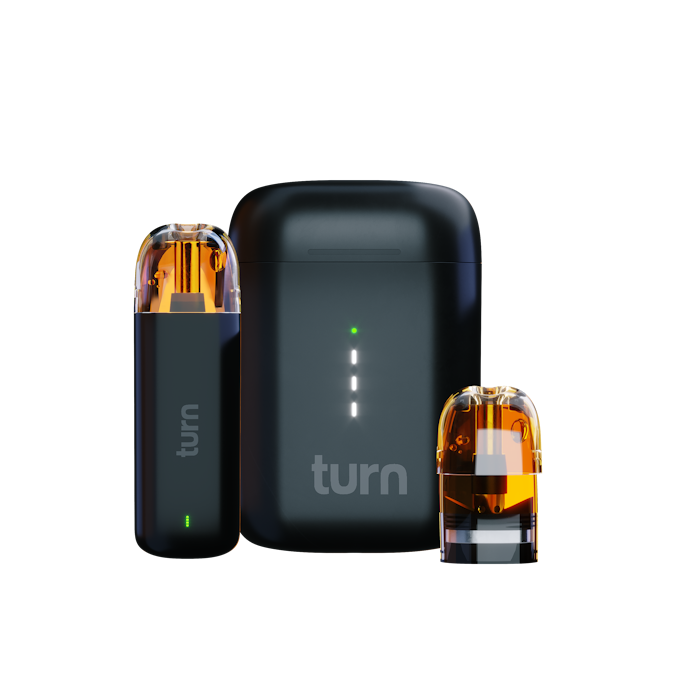 Photograph of product: Turn | Black | Pod Pack | Battery, Case & Charger