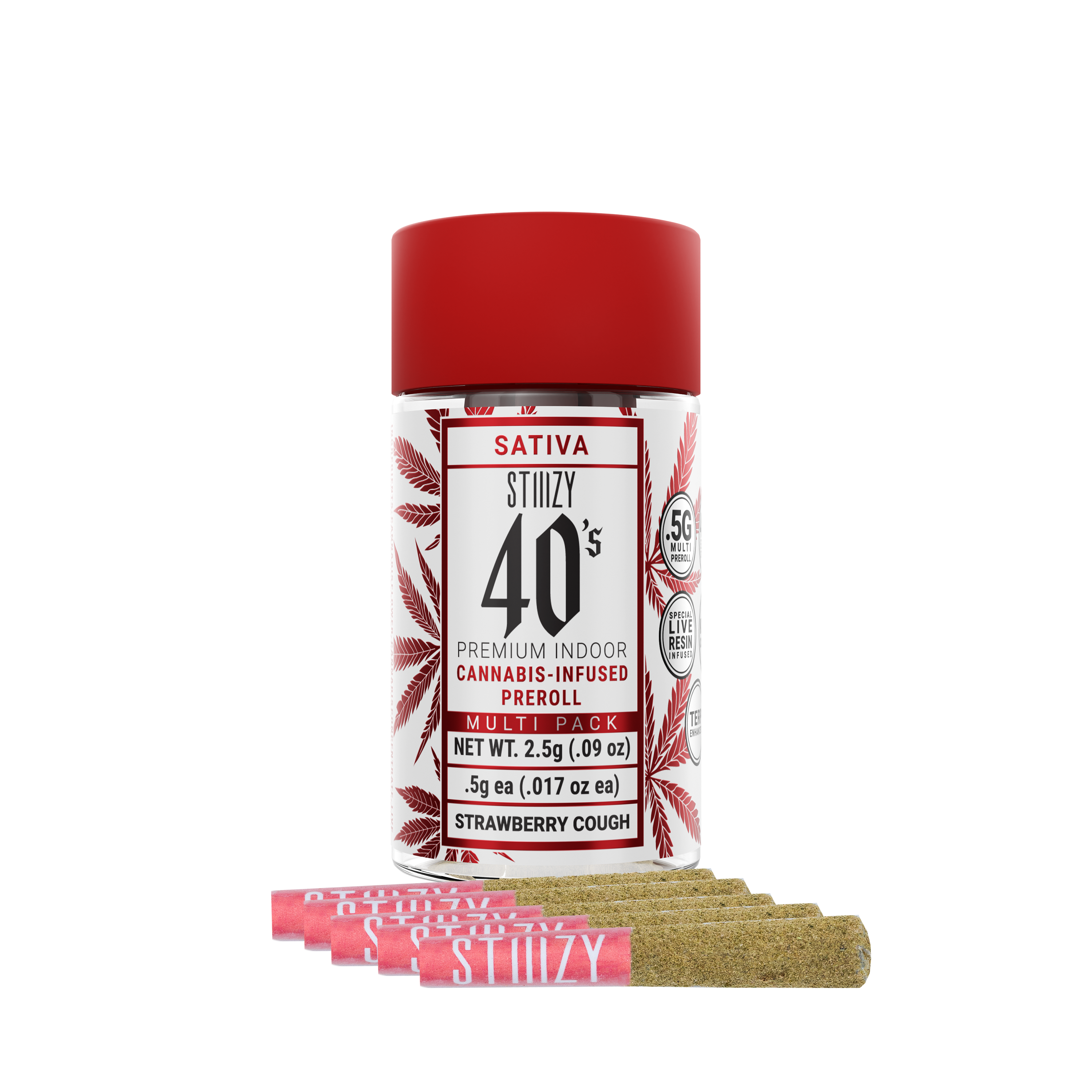 Photograph of product: Strawberry Cough (Oui'd) 40's Mini 5pk Prerolls
