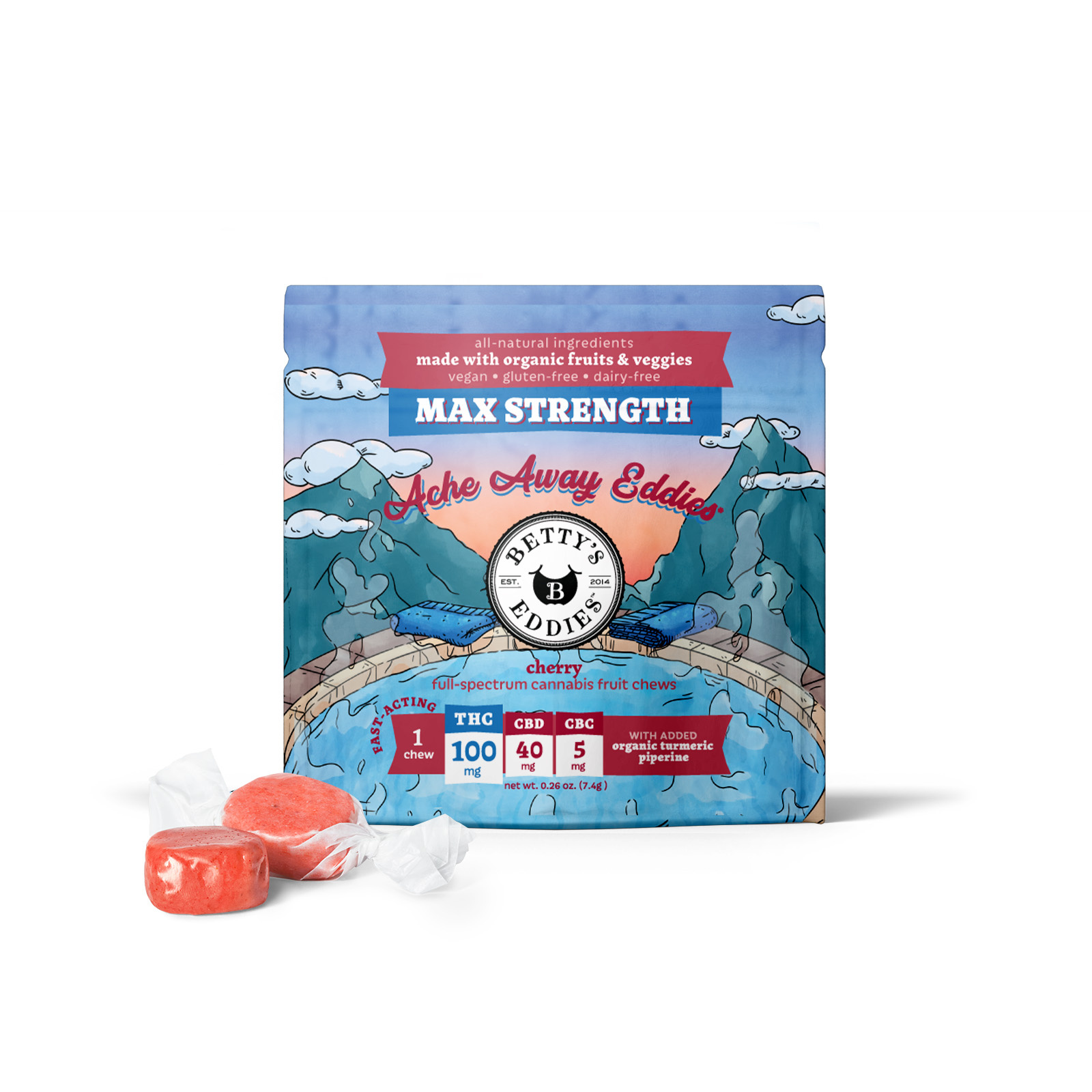 Photograph of product: Betty's Eddies-Fruit Chews-Cherry 100mg (Single)