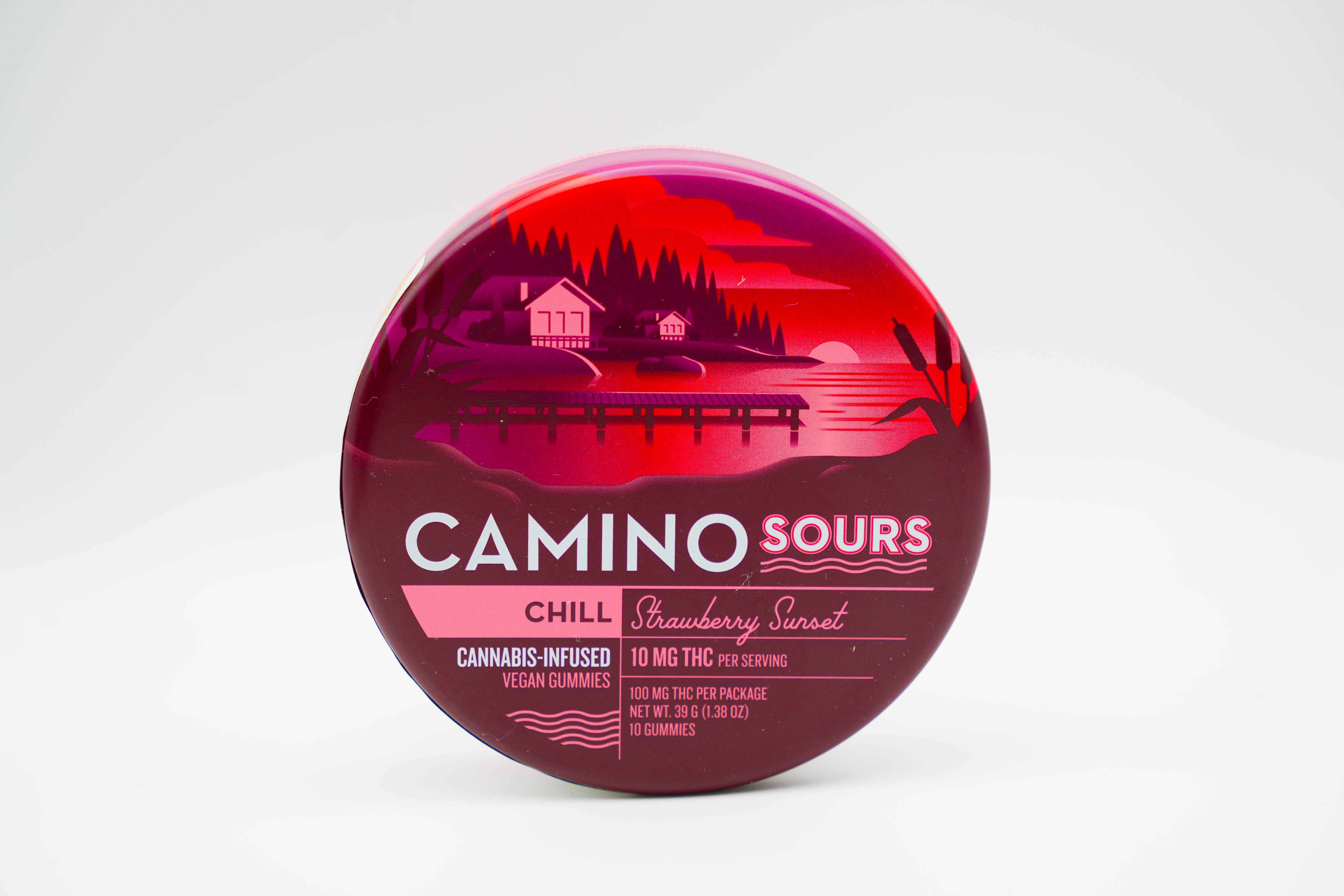 Photograph of product: Kiva | Camino Sours | Strawberry Sunset | Chill | 10pk Gummies | 100mg