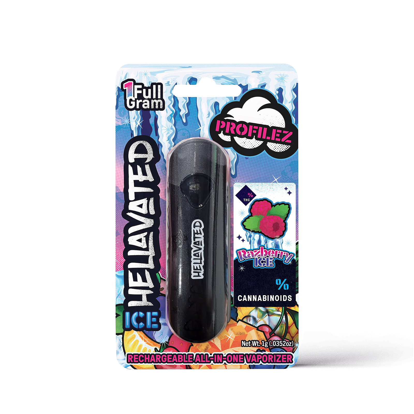 Photograph of product: Hellavated Razberry Ice 1G All In One