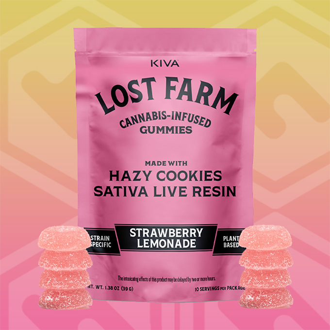 Photograph of product: Lost Farm | Strawberry Lemonade | Hazy Cookies Live Resin | 100 mg | 10 Pack