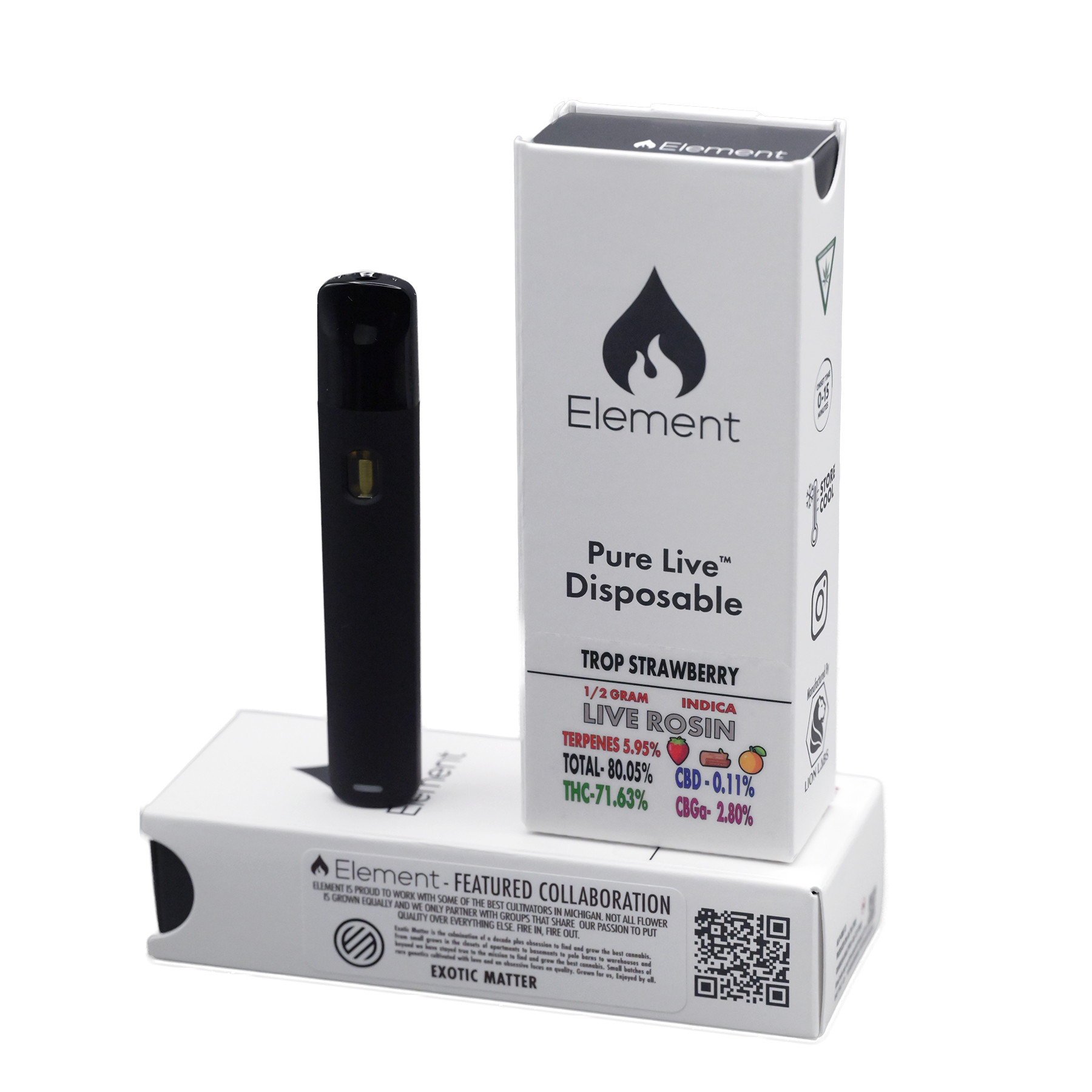 Photograph of product: Element | Trop Strawberry Live Rosin Disposable